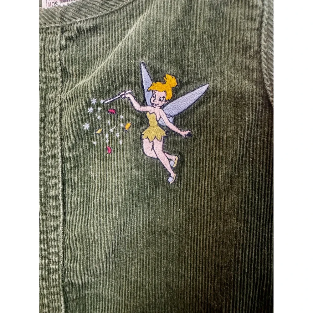 VTG‎ Disney Store Tinkerbell Corduroy Jumper Dress Girls Size 2T Green Olive
